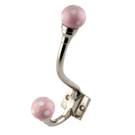 Pink Dotted Ceramic Iron Hooks